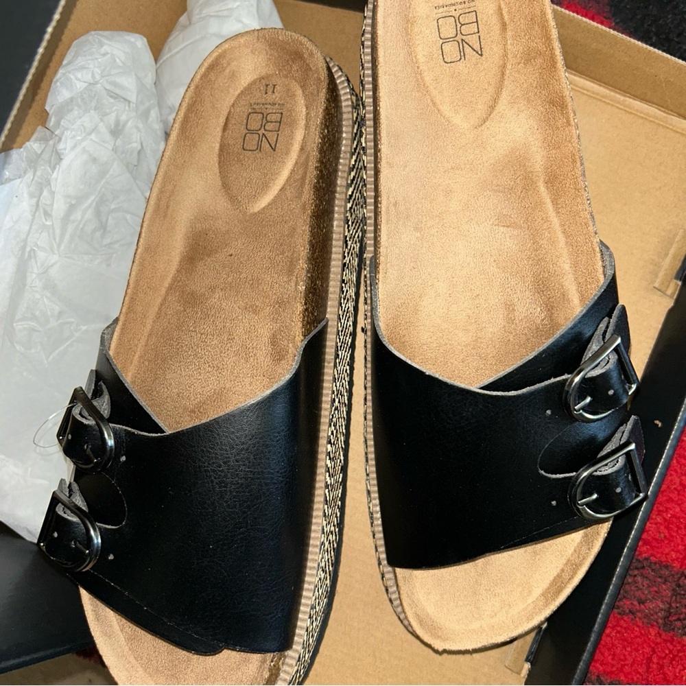 No Boundaries Women's Cork Platform Contour Footbed Sandals NIB - Picture 10 of 10